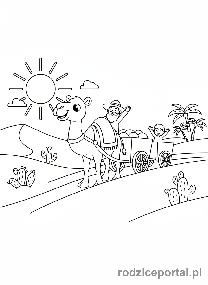 Kolorowanka Podróże - Karawana na pustyni