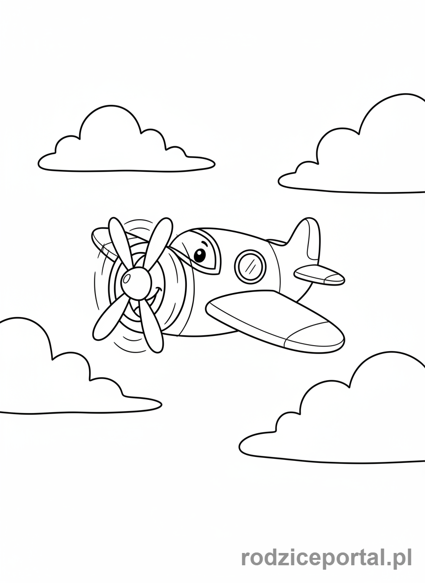 Kolorowanka Podróże - Samolot na tle chmur