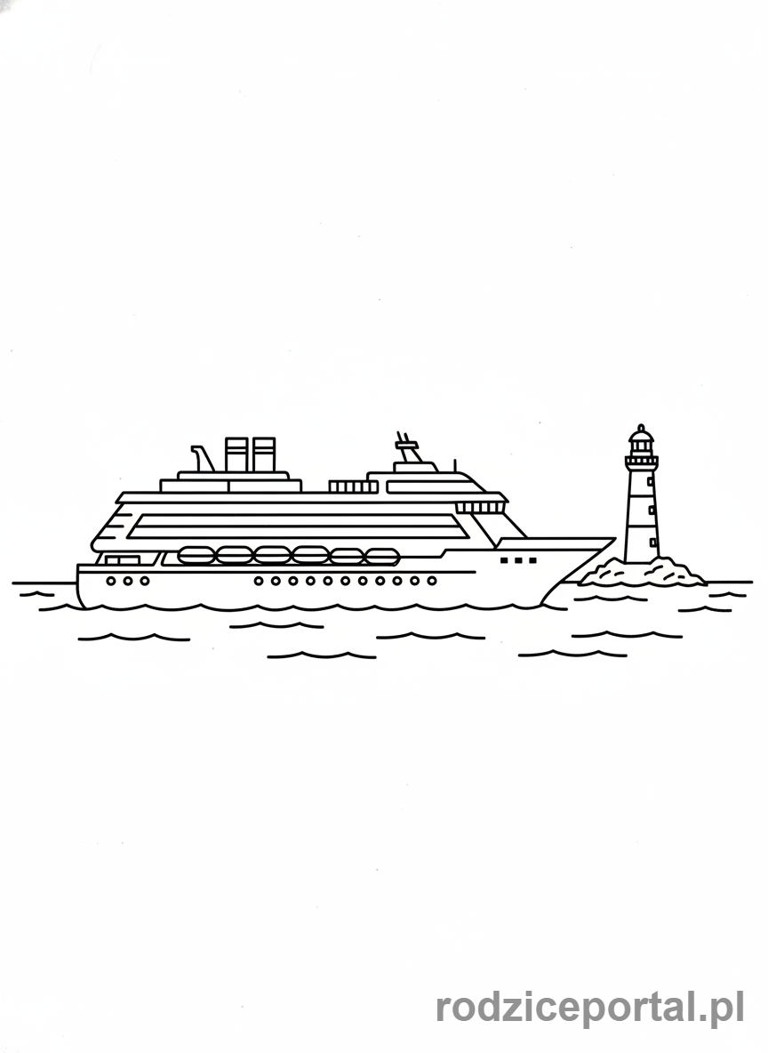 Kolorowanka Podróże - Statek na morzu