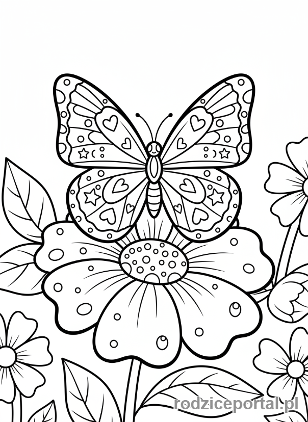 Kolorowanka Pogoda Dla Dzieci - Motyl na kwiatku z rosą