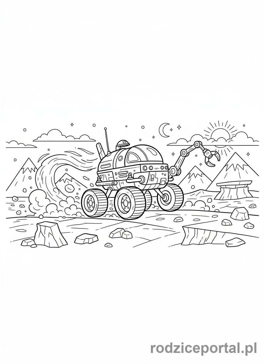 Kolorowanka Pojazdy Przyszłości - Lazik marsjanski akcja