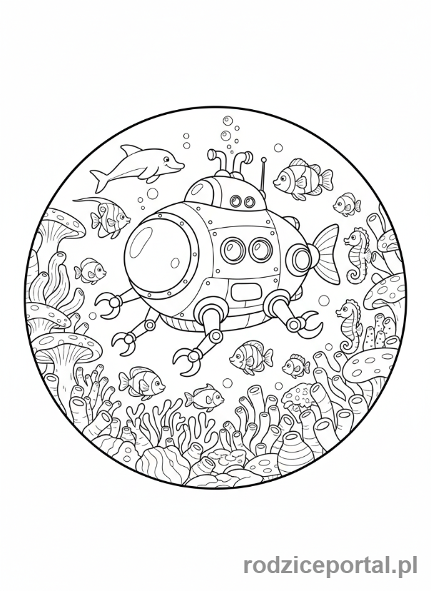 Kolorowanka Pojazdy Przyszłości - Podwodny pojazd rafy