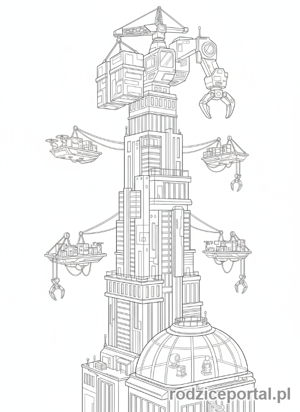 Kolorowanka Pojazdy Przyszłości - Pojazd budowlany robotyczny