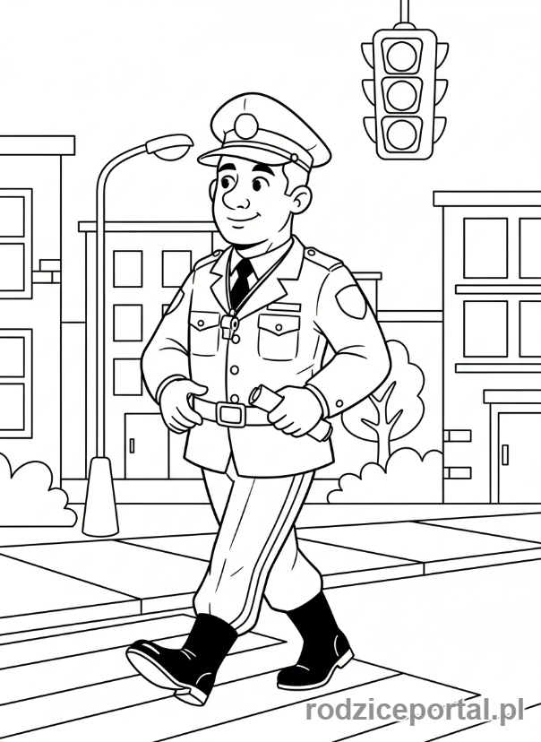Kolorowanka Policjant Drogowy - Policjant na patrolu