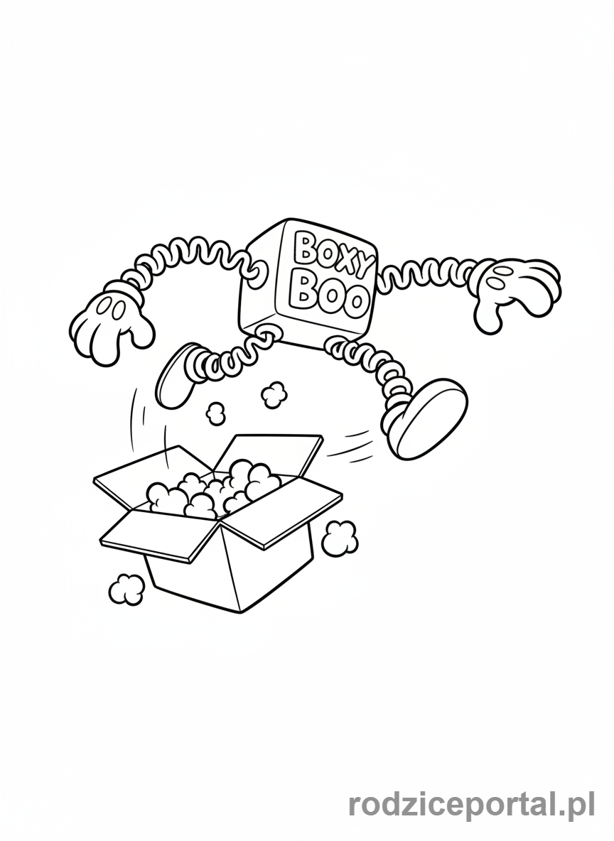 Kolorowanka Poppy Playtime - Boxy Boo wyskakuje