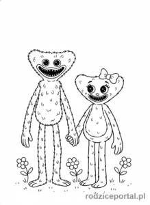 Kolorowanka Poppy Playtime - Huggy i Kissy razem