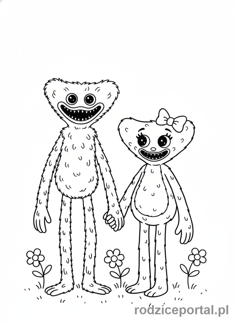 Kolorowanka Poppy Playtime - Huggy i Kissy razem