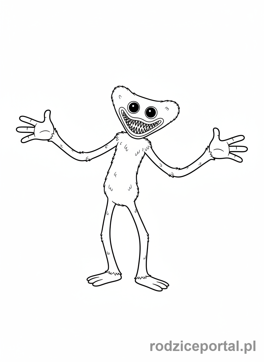 Kolorowanka Poppy Playtime - Huggy Wuggy cala postac