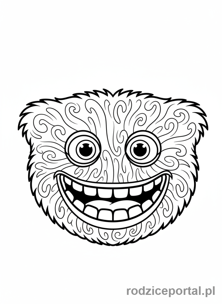 Kolorowanka Poppy Playtime - Huggy Wuggy zblizenie usmiech