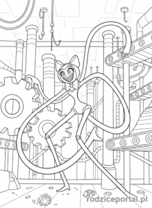 Kolorowanka Poppy Playtime - Mommy Long Legs rozciaga sie