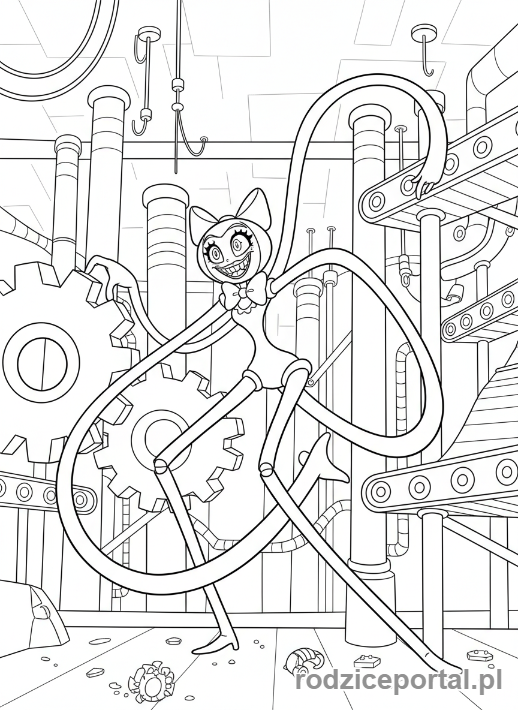 Kolorowanka Poppy Playtime - Mommy Long Legs rozciaga sie