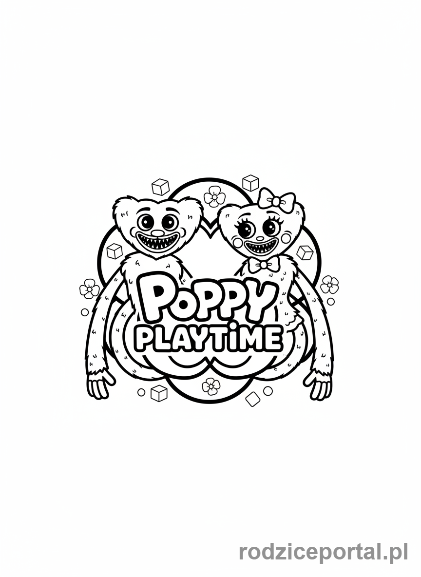 Kolorowanka Poppy Playtime - Poppy Playtime logo postacie