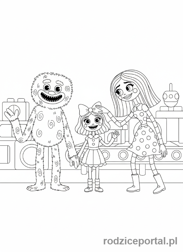 Kolorowanka Poppy Playtime - Postacie Poppy Playtime grupa