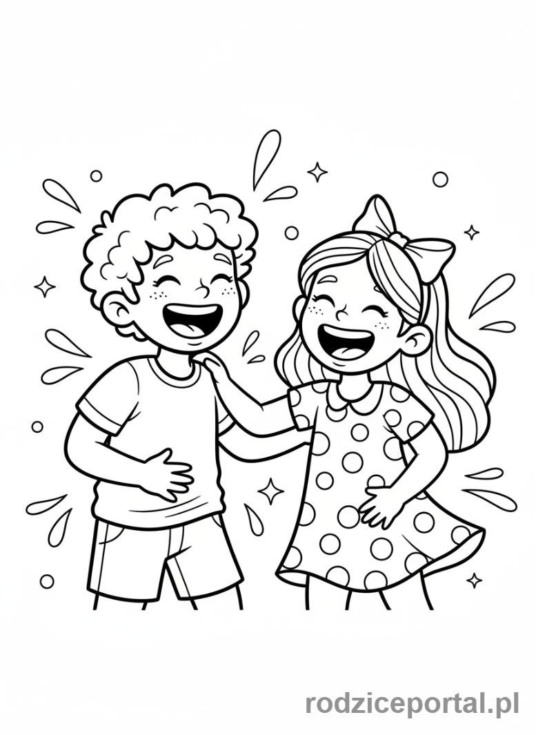 Kolorowanka Pozytywne Myślenie - Przyjaciele śmiech