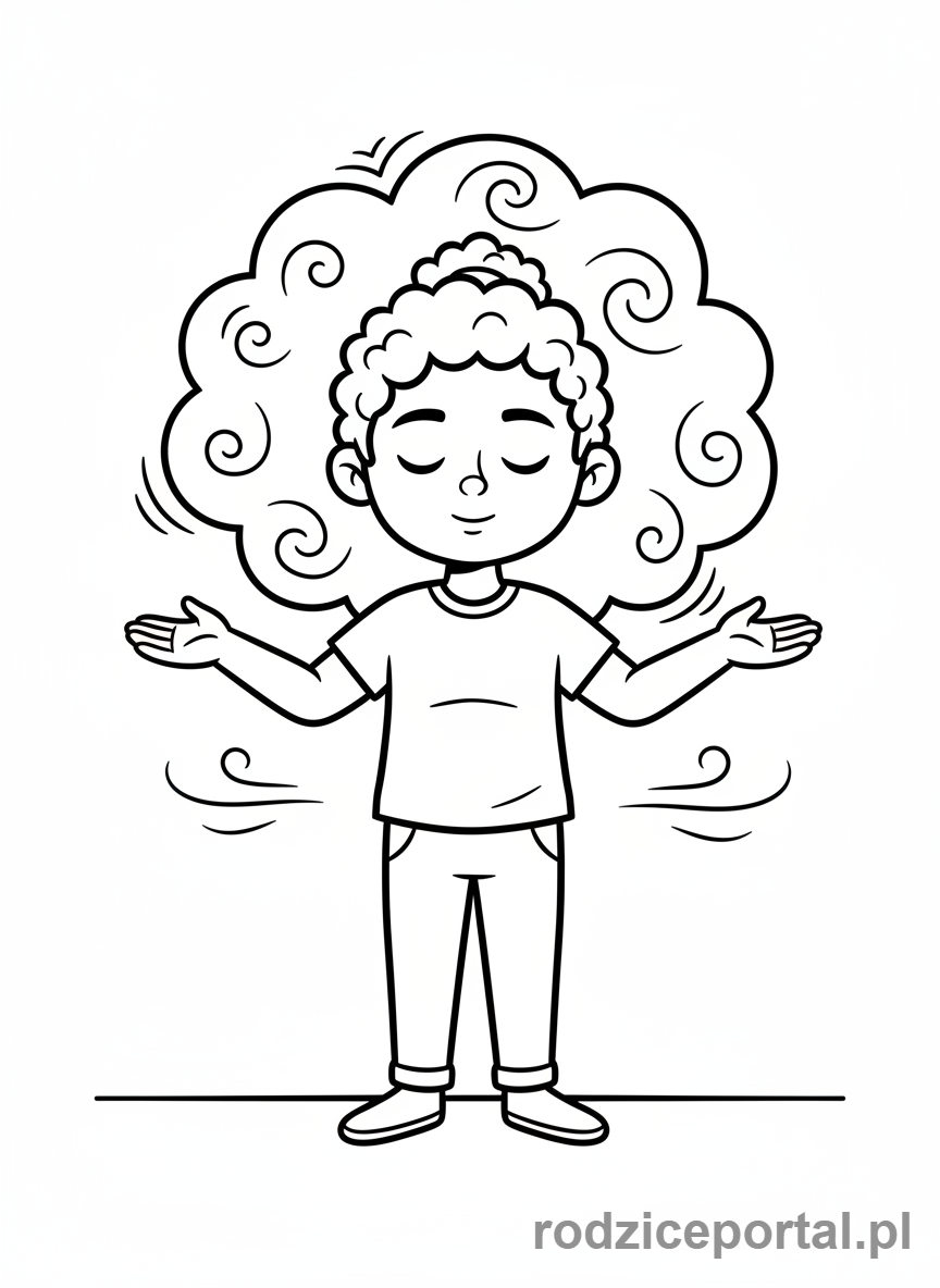 Kolorowanka Praca Z Emocjami - Dziecko głęboko oddychające, uczące się radzić ze złością