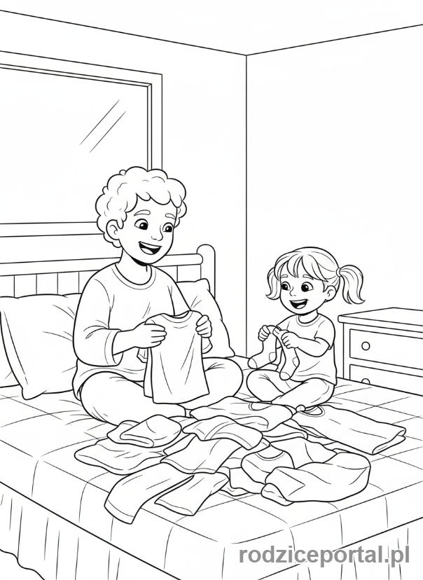 Kolorowanka Prace Domowe - Skladanie prania