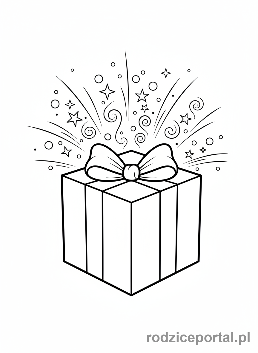 Kolorowanka Prezent - Prezent z magicznym blaskiem