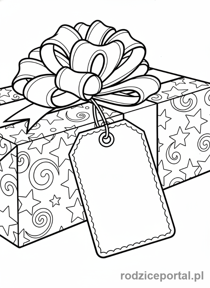 Kolorowanka Prezent - Prezent z pustą etykietą