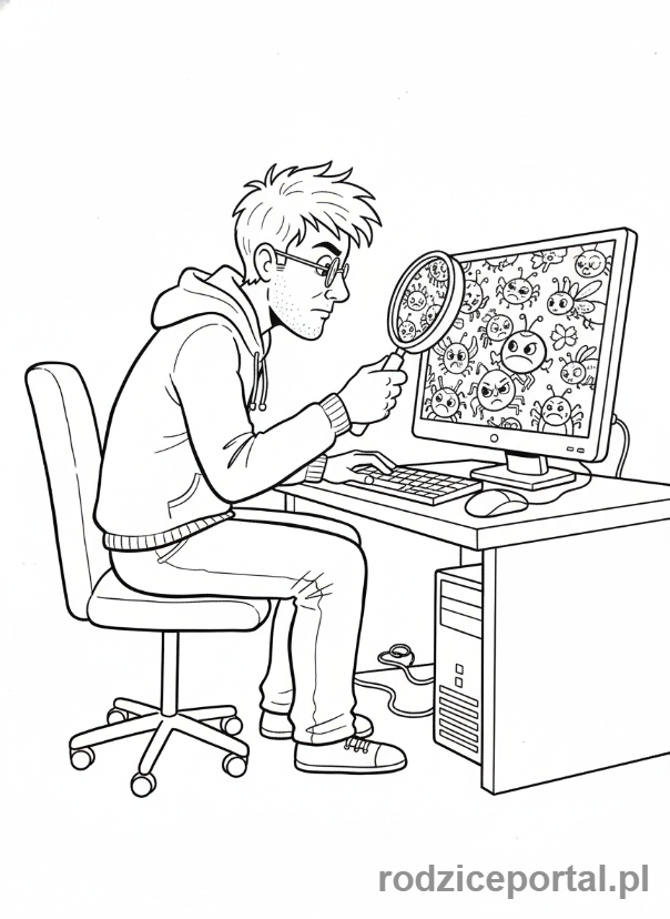 Kolorowanka Programista - Programista_debugowanie