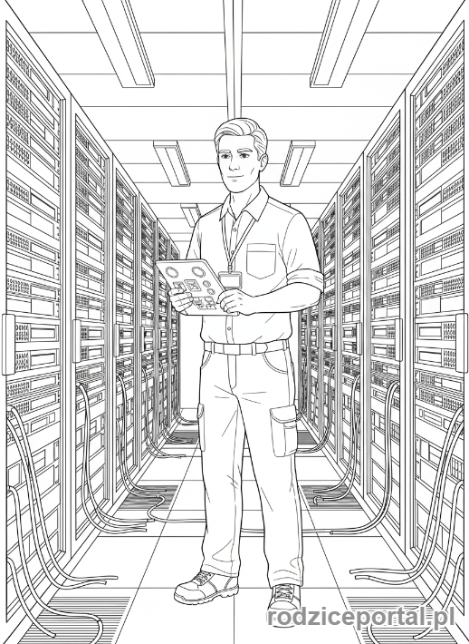 Kolorowanka Programista - Programista_serwerownia