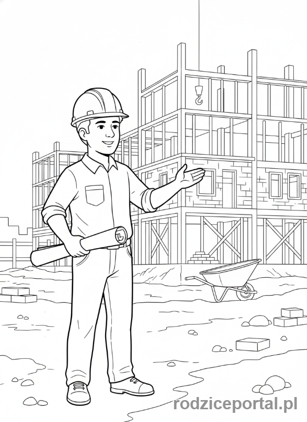 Kolorowanka Projektant - Architekt na placu budowy