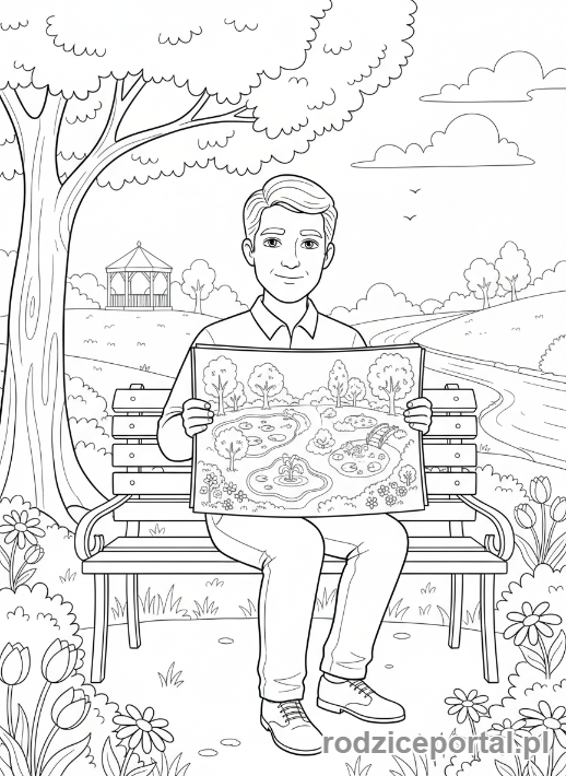 Kolorowanka Projektant - Projektant krajobrazu szkicuje ogród