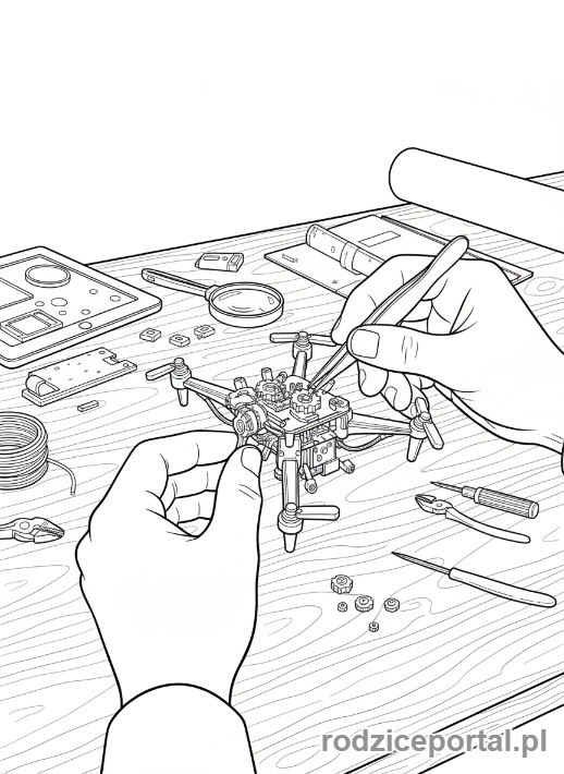 Kolorowanka Projektant - Projektant produktu montuje prototyp