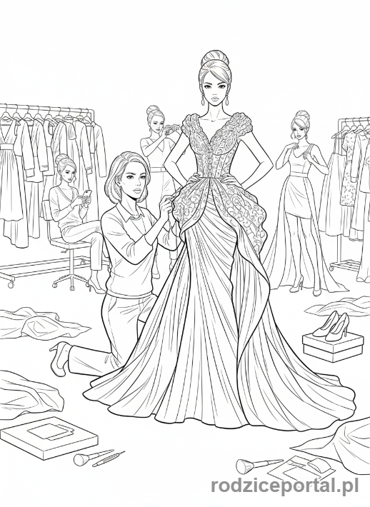 Kolorowanka Projektant - Projektantka mody backstage