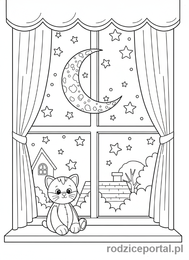 Kolorowanka Przed Snem - Gwiazdy za oknem sypialni