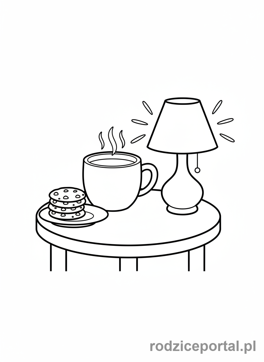 Kolorowanka Przed Snem - Kubek ciepłego mleka na stoliku