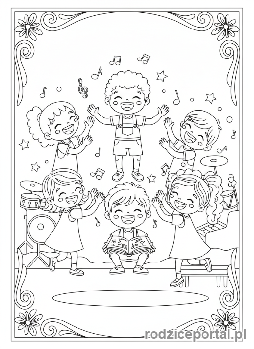 Kolorowanka Przedszkole Zadania - Śpiewanie piosenek
