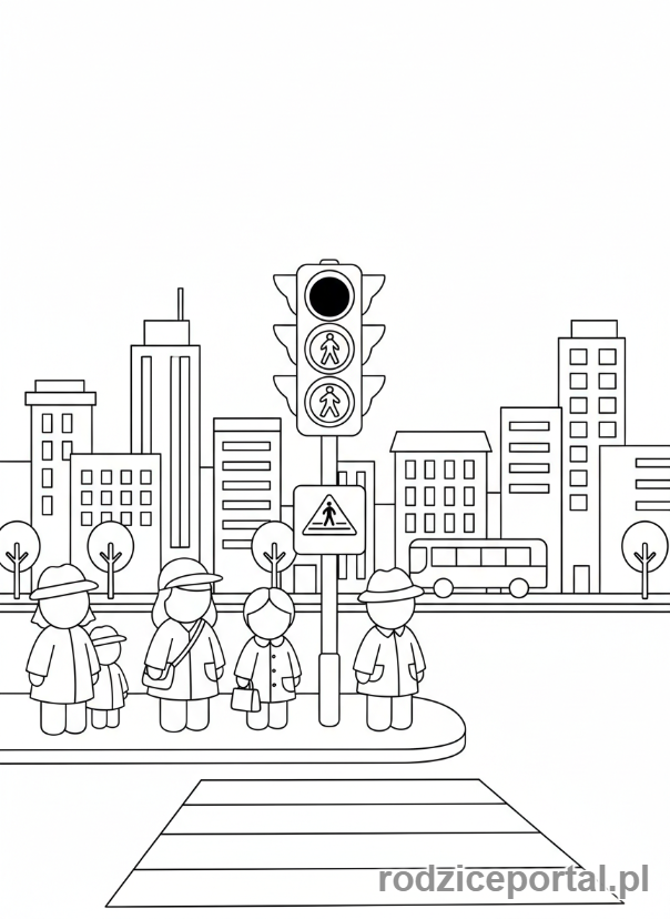 Kolorowanka Przejście Dla Pieszych - Światła na przejściu.