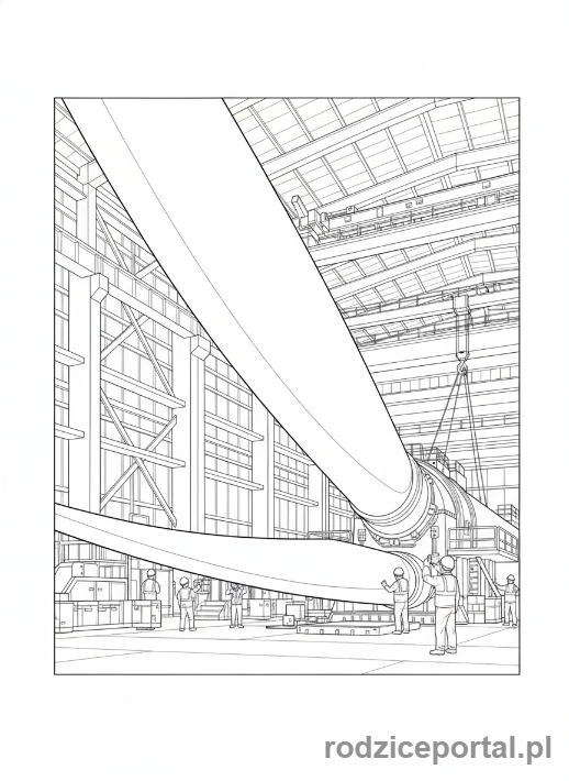 Kolorowanka Przemysł - Montaż turbiny wiatrowej