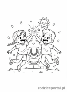 Kolorowanka Przyjaźń - Przyjaciele dający sobie piątkę