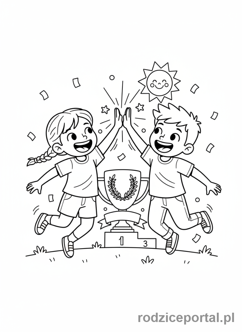 Kolorowanka Przyjaźń - Przyjaciele dający sobie piątkę