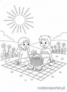 Kolorowanka Przyjaźń - Przyjaciele na pikniku