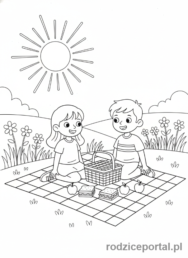 Kolorowanka Przyjaźń - Przyjaciele na pikniku