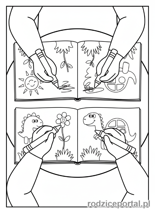 Kolorowanka Przyjaźń - Przyjaciele rysujący