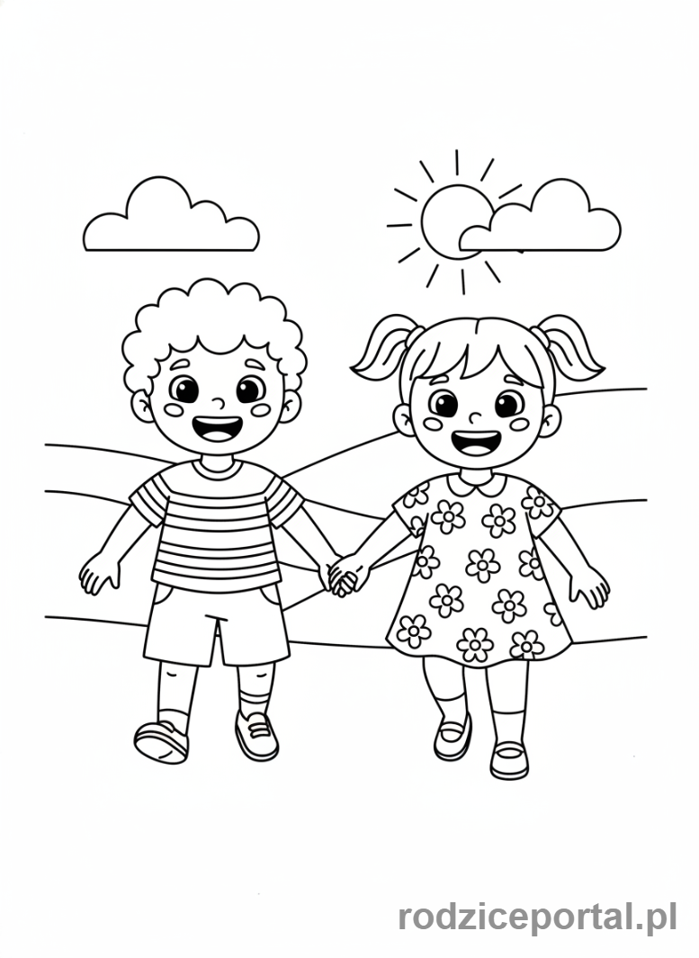Kolorowanka Przyjaźń - Przyjaciele trzymający się za ręce