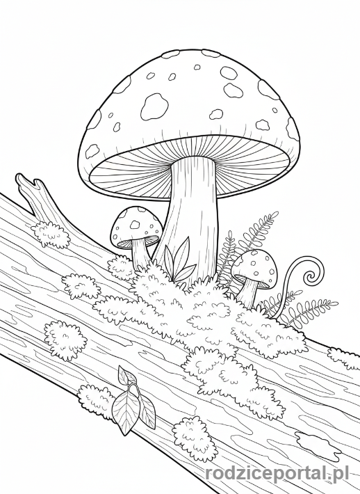 Kolorowanka Przyroda Zadania - Muchomor w lesie