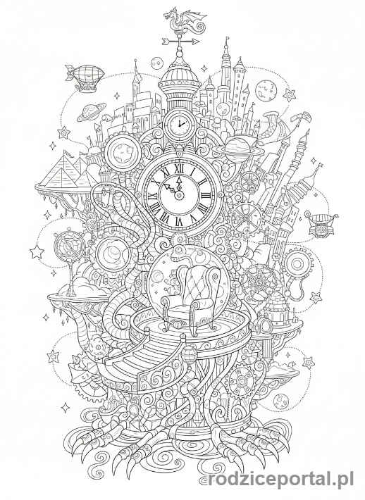 Kolorowanka Przyszłość - Maszyna czasu