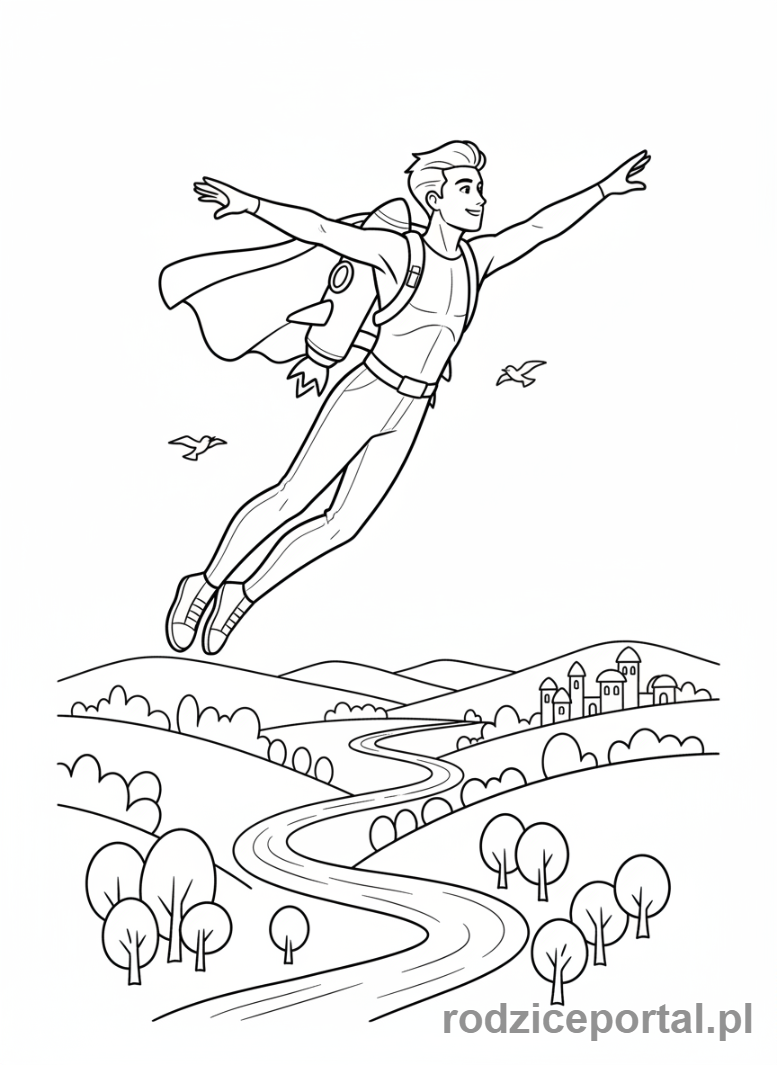 Kolorowanka Przyszłość - Przygoda z plecakiem odrzutowym