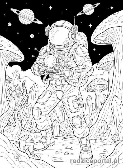 Kolorowanka Przyszłość Zawodowa - Astronauta w kosmosie