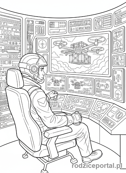 Kolorowanka Przyszłość Zawodowa - Pilot drona transportowego