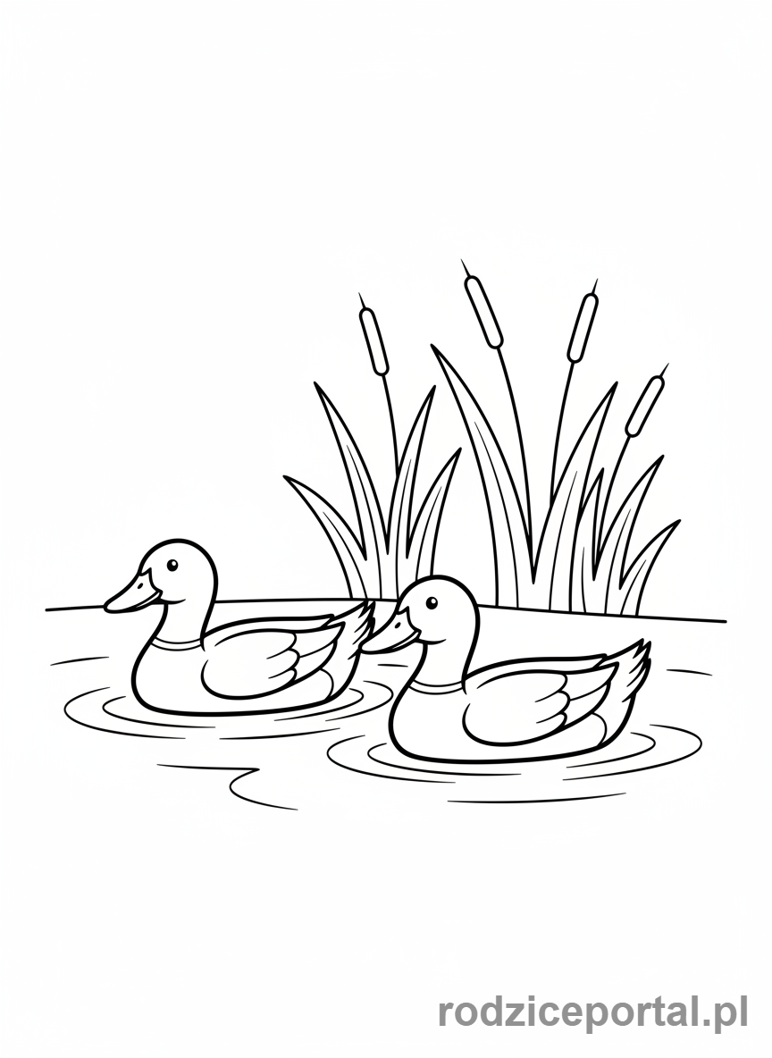 Kolorowanka Ptaki Zadania - Kaczki na stawie