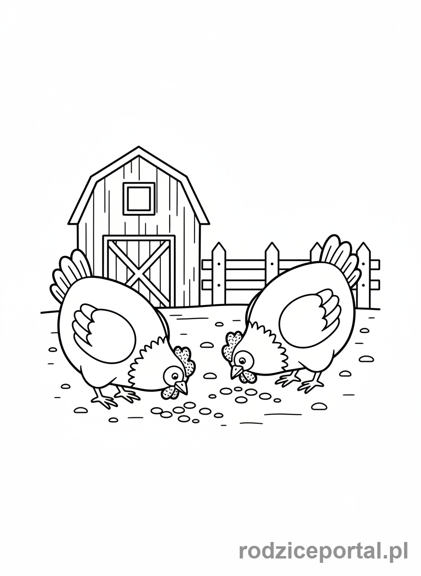 Kolorowanka Ptaki Zadania - Kury na farmie