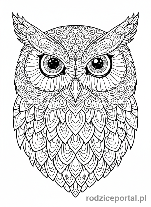 Kolorowanka Ptaki Zadania - Mądra sowa