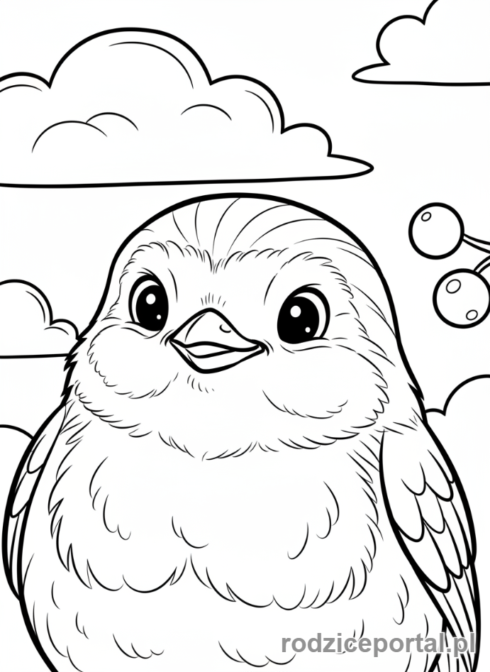 Kolorowanka Ptaki Zadania - Przyjazny rudzik