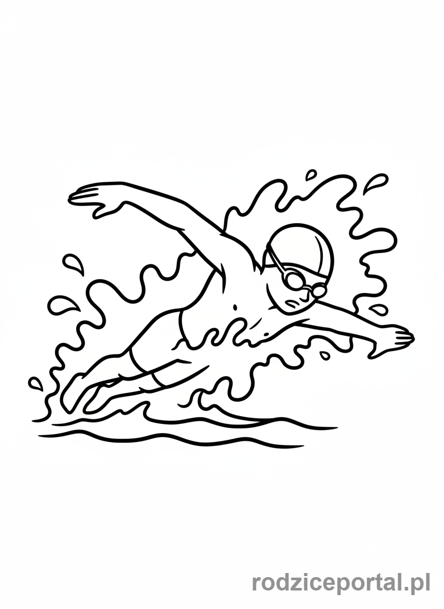 Kolorowanka Pływanie - Pływak kraulem