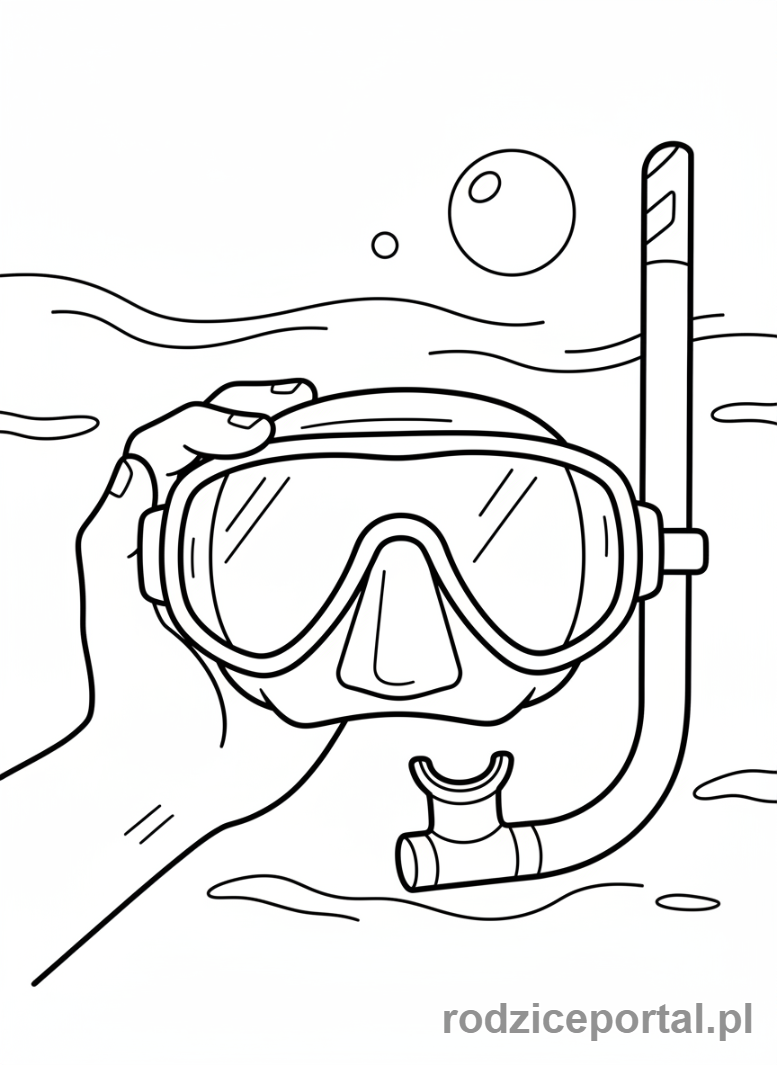 Kolorowanka Pływanie - Ręka z maską do nurkowania